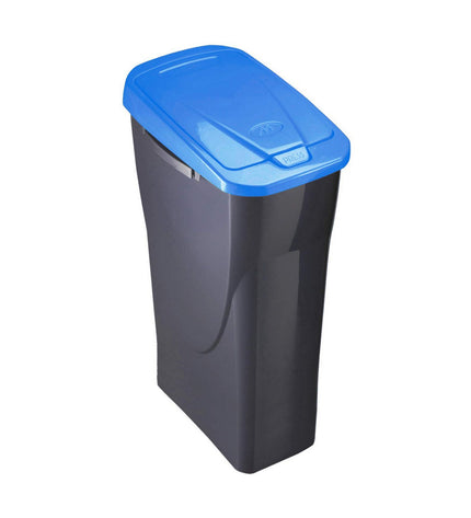 Black and blue 15L polypropene waste bin from Mondex for household organization and kitchen storage.