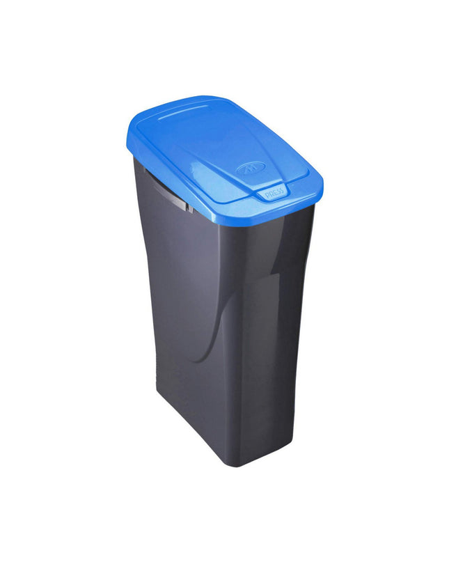 Black and blue 15L polypropene waste bin from Mondex for household organization and kitchen storage.