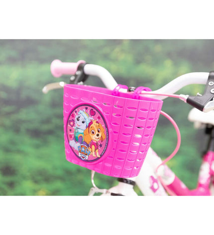 Pink Paw Patrol bike helmet for kids, designed for cycling and outdoor activities, featuring colorful Paw Patrol characters.