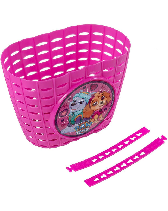 Pink Paw Patrol child bike helmet for kids, designed for outdoor cycling and bike safety, featuring colorful Paw Patrol characters.