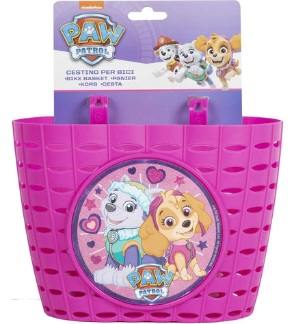 Pink Paw Patrol children's bike helmet for kids, suitable for outdoor cycling, with colorful design and adjustable straps.