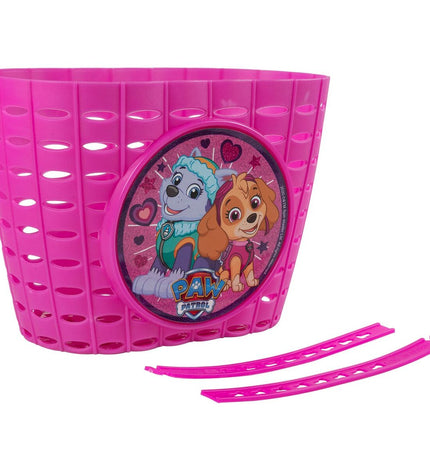 Pink Paw Patrol bike helmet for kids, designed for outdoor cycling and safety, from The Paw Patrol brand.