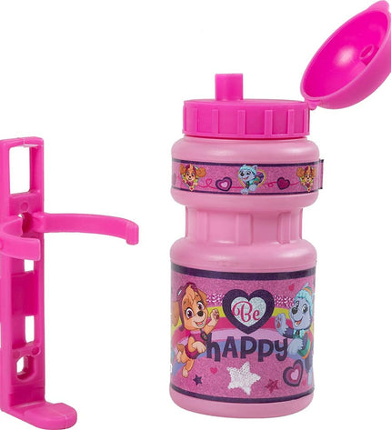 Pink Kinderfles for bike by The Paw Patrol, 350 ml sports water bottle with cartoon characters, ideal for outdoor cycling.