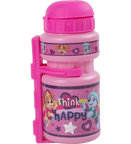 Pink Paw Patrol kids' bike water bottle with 350ml capacity, designed for sports and outdoor cycling activities.