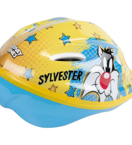 Yellow Looney Tunes Kinder fietshelm for sport and outdoor cycling, size M, with colorful cartoon character design.
