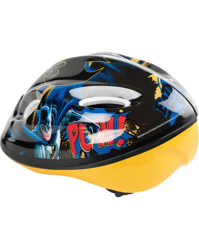 Batman children's yellow bike helmet for sports and outdoor cycling, with a sporty design and adjustable fit.