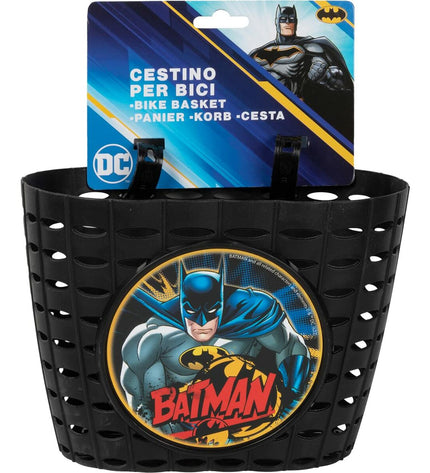 Batman kindermand voor op de fiets in zwart en geel, geschikt voor sport en outdoor wielrennen, met veilige bevestiging.