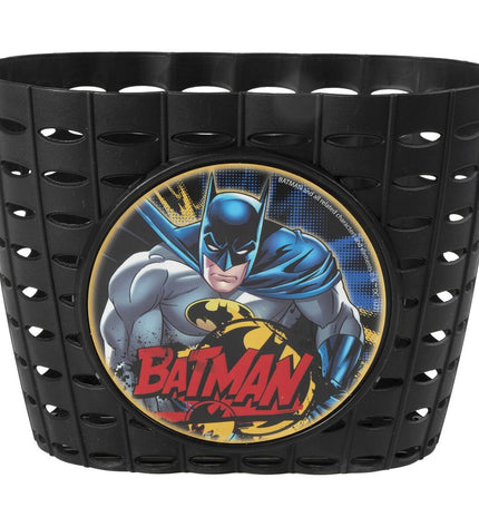 Batman child bike helmet in black and yellow, designed for outdoor cycling, with adjustable straps and ventilation.