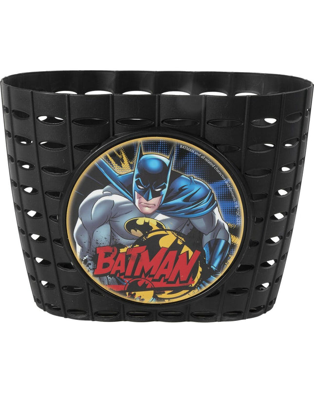 Batman child bike helmet in black and yellow, designed for outdoor cycling, with adjustable straps and ventilation.