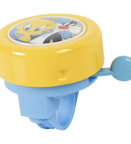 Yellow Looney Tunes kids' bike bell, sport and outdoor bicycle accessory featuring Looney Tunes characters.
