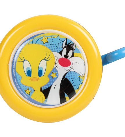 Yellow Looney Tunes bicycle bell for kids, sport and outdoor riding, featuring cartoon character design on a children's bike accessory.