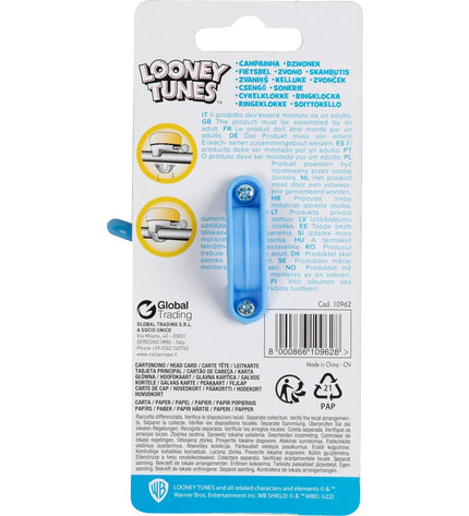 Yellow Looney Tunes bicycle bell for kids, ideal for outdoor riding and sports, featuring cartoon character design.