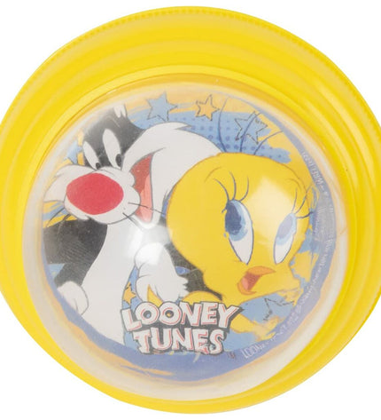 Yellow Looney Tunes Kinderfietsbel for kids' bicycles, featuring colorful Looney Tunes characters, perfect for outdoor cycling.