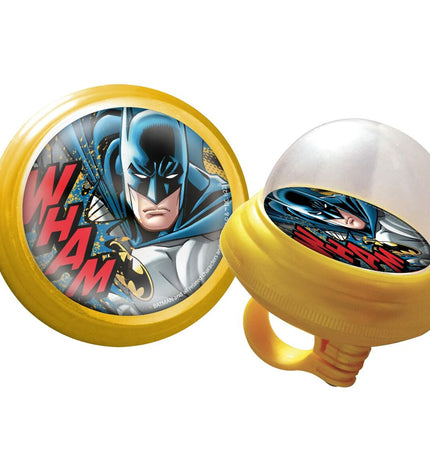 Batman Kinderfietsbel Batman CZ10965 geel, sport en outdoor bike bell with Batman logo on bright yellow background.