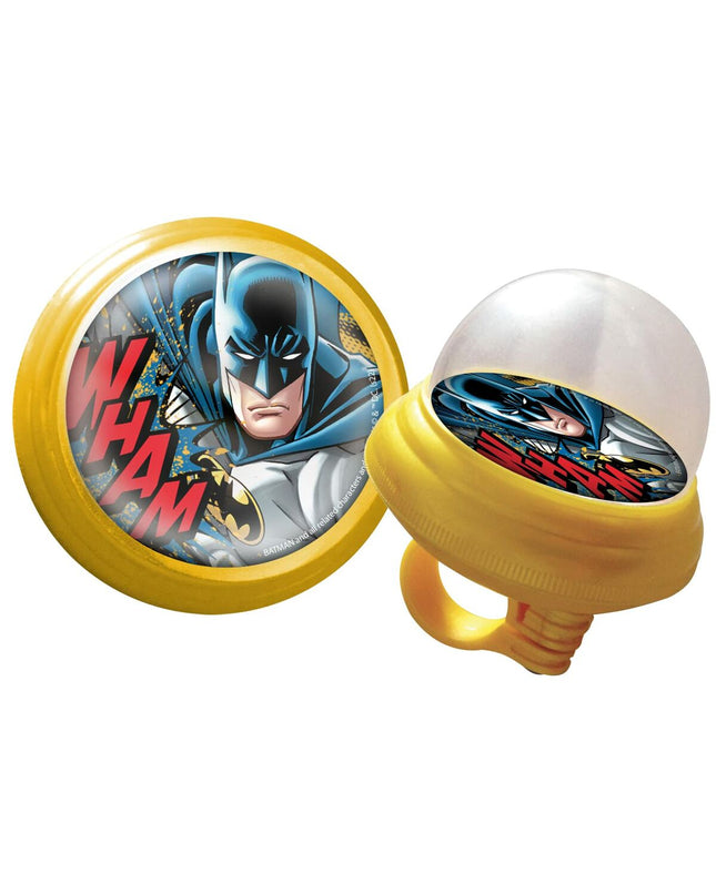 Batman Kinderfietsbel Batman CZ10965 geel, sport en outdoor bike bell with Batman logo on bright yellow background.