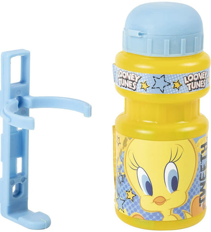 Yellow Looney Tunes bike water bottle, 350ml sport outdoor bike accessory with colorful cartoon character design.