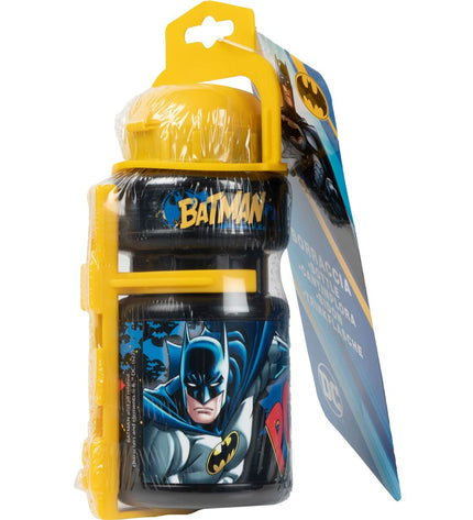 Batman yellow and black 350ml bike water bottle with sport cap, designed for outdoor cycling and outdoor sports.