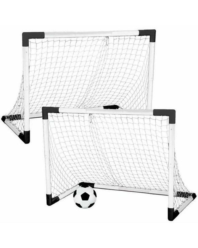 Mondo Voetbaldoel 14 cm in wit, suitable for outdoor football games, shown with the goal post and net.