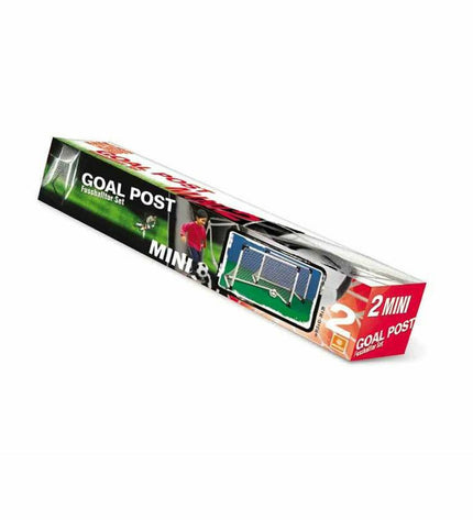 Miniature Mondo football goal, 14 cm tall, in white, designed for sport and outdoor play, featuring a sturdy frame and netting.