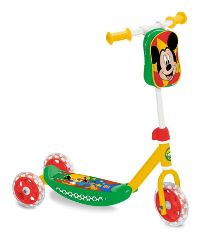 Mickey Mouse themed three-wheeled step scooter for kids, measuring 60 x 46 x 13.5 cm, designed for urban outdoor mobility.