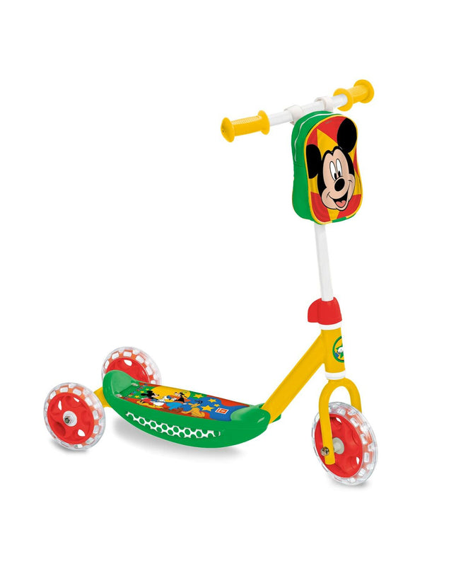 Mickey Mouse themed three-wheeled step scooter for kids, measuring 60 x 46 x 13.5 cm, designed for urban outdoor mobility.