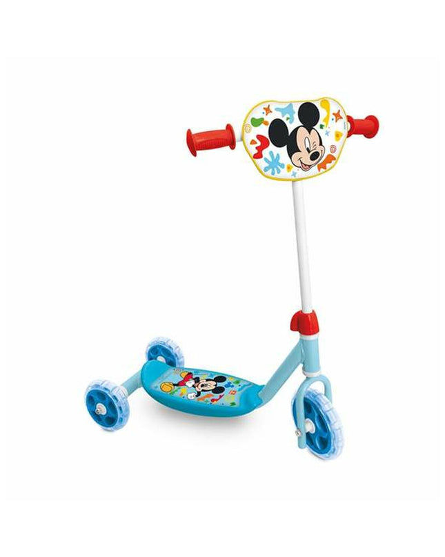 Mickey Mouse themed three-wheeled step scooter for kids, measuring 60x46x13.5 cm, ideal for urban outdoor mobility.