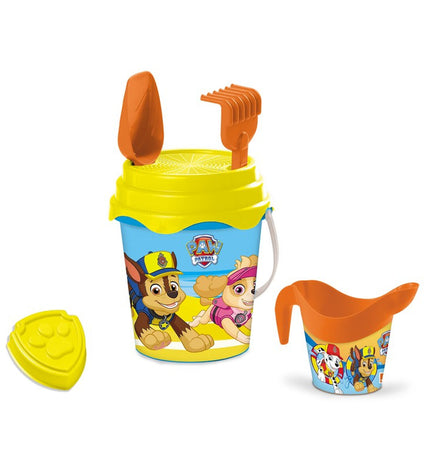 Colorful Paw Patrol strand speelgoedset, 18 cm, featuring playful character designs for kids' outdoor and indoor fun.