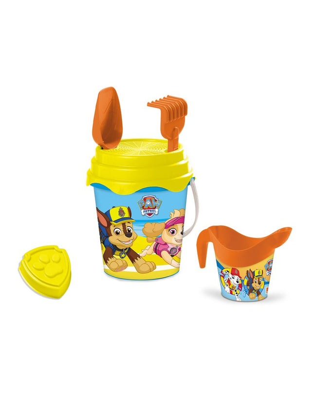 Colorful Paw Patrol strand speelgoedset, 18 cm, featuring playful character designs for kids' outdoor and indoor fun.