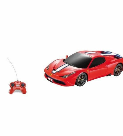 Red Mondo Ferrari Italia remote control police car toy with detailed police vehicle design, ideal for kids' play.