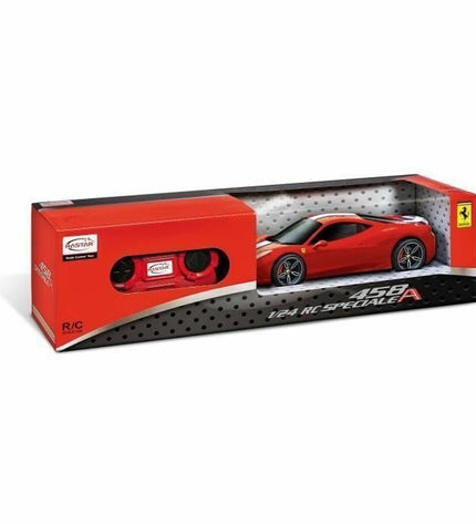 Red Mondo Ferrari Italia remote control police car toy with detailed police vehicle design for children.