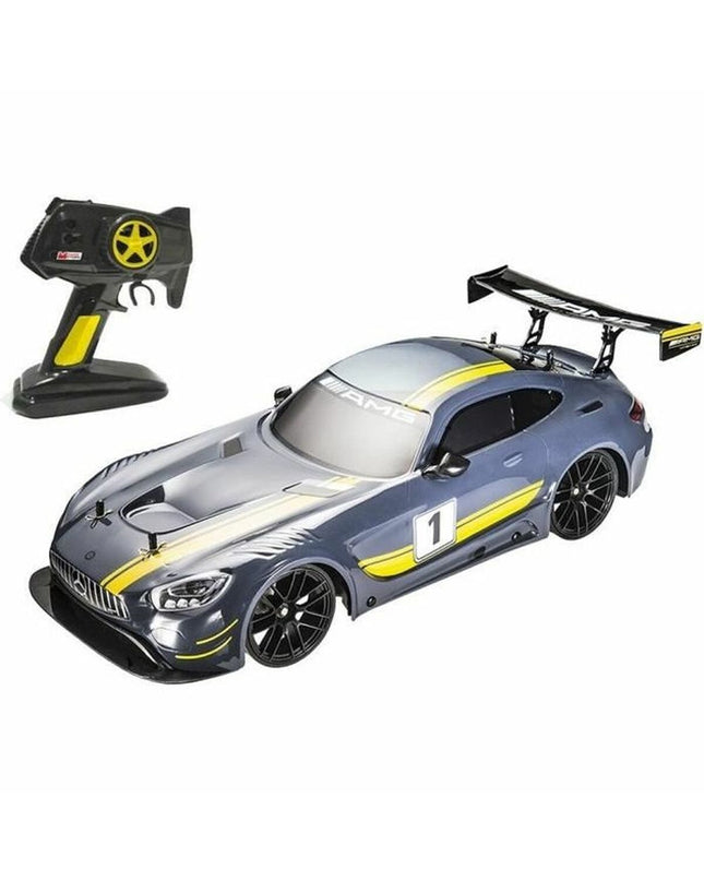 Mondo remote control police car modeled after AMG GT3 race car, toy vehicle for children, in black with police decals.