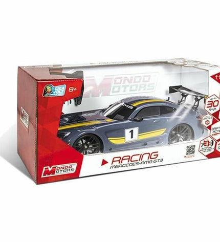 Remote-controlled Mondo AMG GT3 police car toy, detailed miniature vehicle for play and collection.