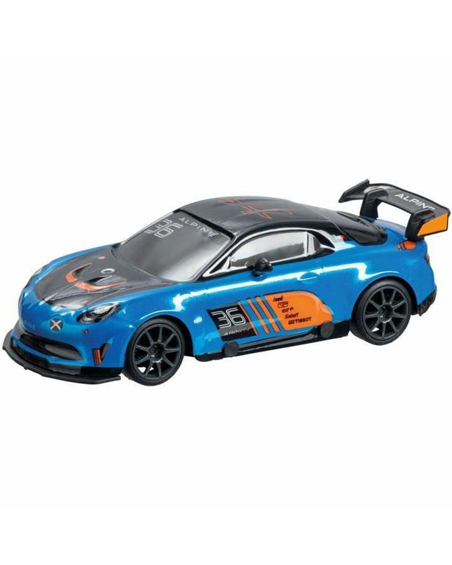 Blue Turquoise Mondo police car remote control vehicle modeled after Alpine A110 GT4 for play and display.