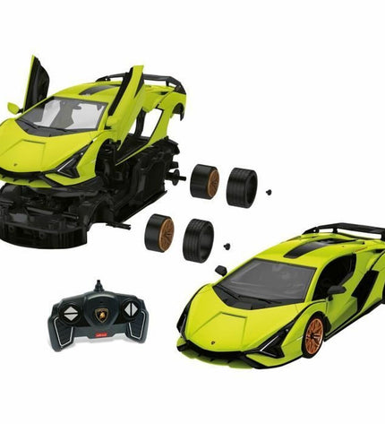 Green Mondo police car remote control toy, detailed plastic police vehicle suitable for children, part of Mondo vehicles collection.