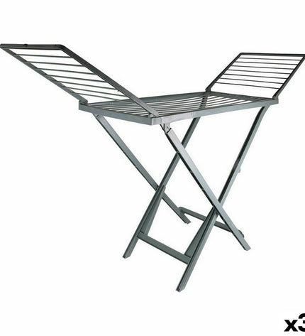 Dem Vouwbare Waslijn Elio in grijs, 172x220x50.5 cm, three-piece set, ideal for household storage and organization.