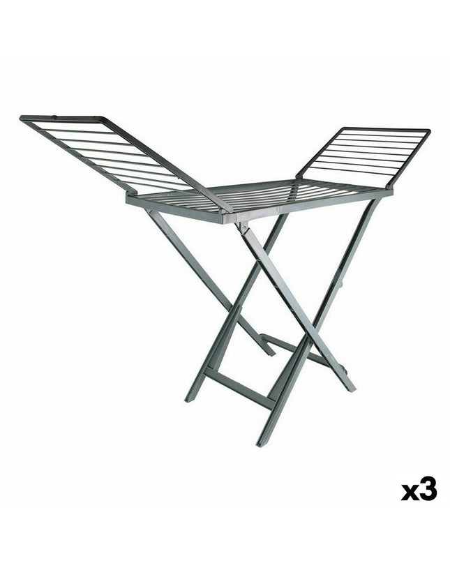 Dem Vouwbare Waslijn Elio in grijs, 172x220x50.5 cm, three-piece set, ideal for household storage and organization.