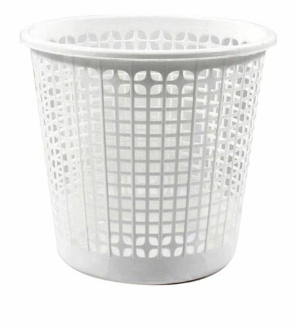 Set of 12 white Dem afvalemmer bins, 27 cm diameter, 25.5 cm height, ideal for home and kitchen storage and organization.