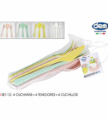 Dem Bestekset Dem with 24 pieces, outdoor camping and hiking cutlery set, includes knives, forks, and spoons, compact and durable.