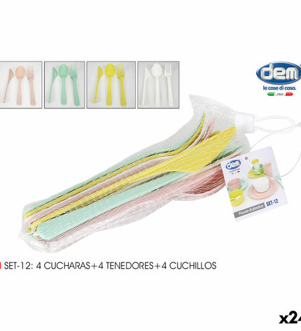 Dem Bestekset Dem, 24-delige camping en outdoor bestekset with knives, forks, and spoons for hiking and outdoor adventures