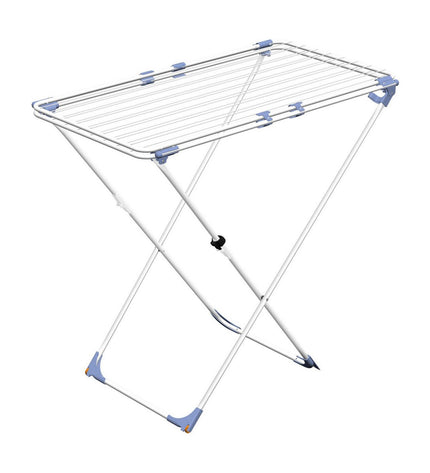 Gimi Duo stainless steel laundry drying rack, white, 209 x 60 x 97 cm, extendable, for house and kitchen storage and organization.