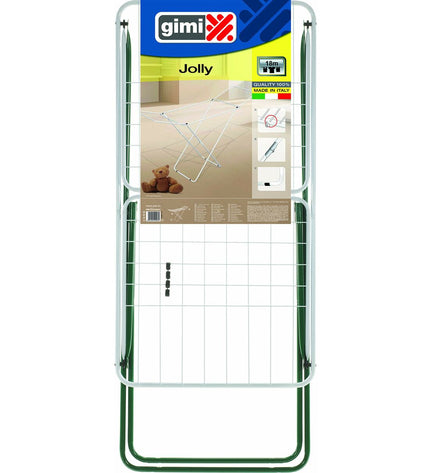 Gimi Jolly C6 folding clothes drying rack in steel with dimensions 180x55x93 cm, suitable for household laundry organization.