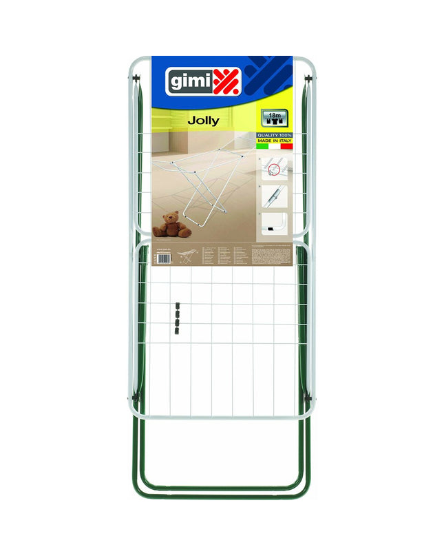 Gimi Jolly C6 folding clothes drying rack in steel with dimensions 180x55x93 cm, suitable for household laundry organization.