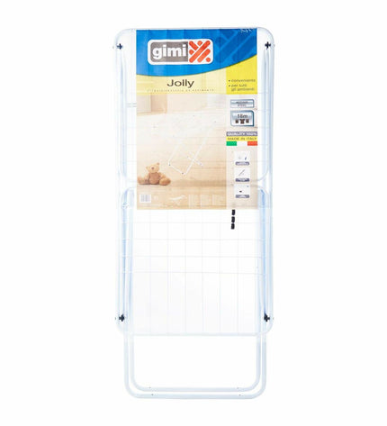 Gimi Jolly C6 collapsible clothes drying rack in steel, with multiple drying bars, dimensions 180x55x93 cm, for household laundry.