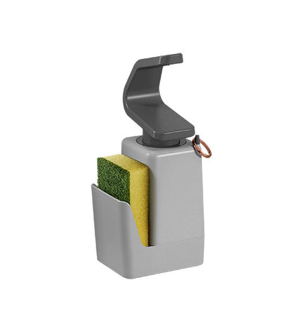 Metaltex Soap-tex metal and ABS soap dispenser on bathroom or kitchen surface with dimensions 11x8x22 cm.