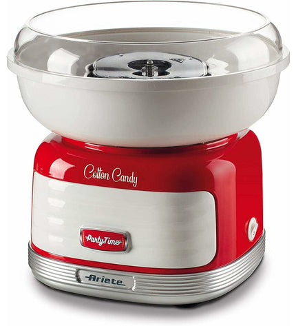 Ariete Suikerspinmachine ARI-2973-RD, compact electric cotton candy maker for home use, with red exterior and spinning bowl