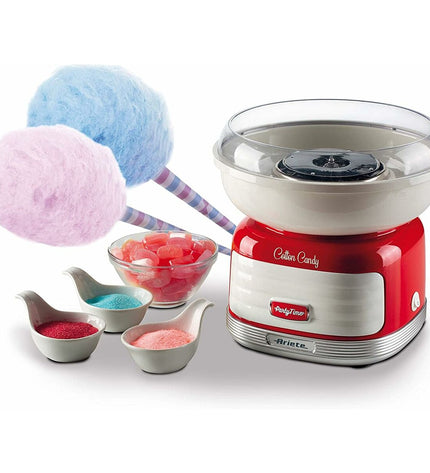 Ariete Suikerspinmachine ARI-2973-RD for making fluffy cotton candy, compact electric candy floss maker in red color