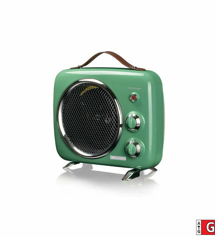 Ariete 808/04 green portable heater with 2000W power, suitable for home heating and cooling, shown in a close-up image.