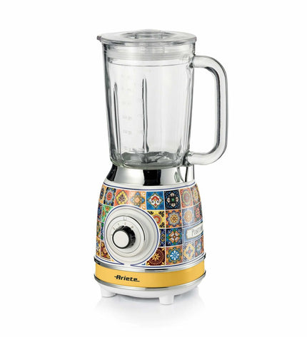 Ariete Positano yellow 1000W mixer with 1.5L capacity, showing the sleek kitchen appliance on a countertop.