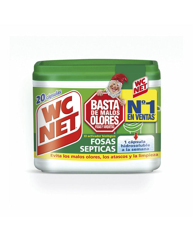 Pack of 20 Wc Net antibacterial toy and toilet cleaners for household cleaning, featuring spray bottles in the image.