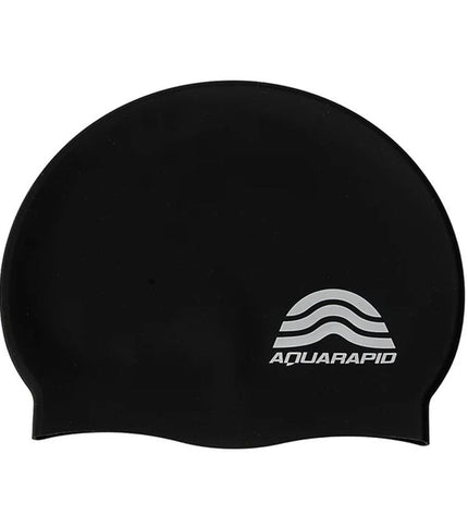 Aquarapid black silicone wetsuit hood for water sports and outdoor activities, providing warmth and protection in aquatic environments.